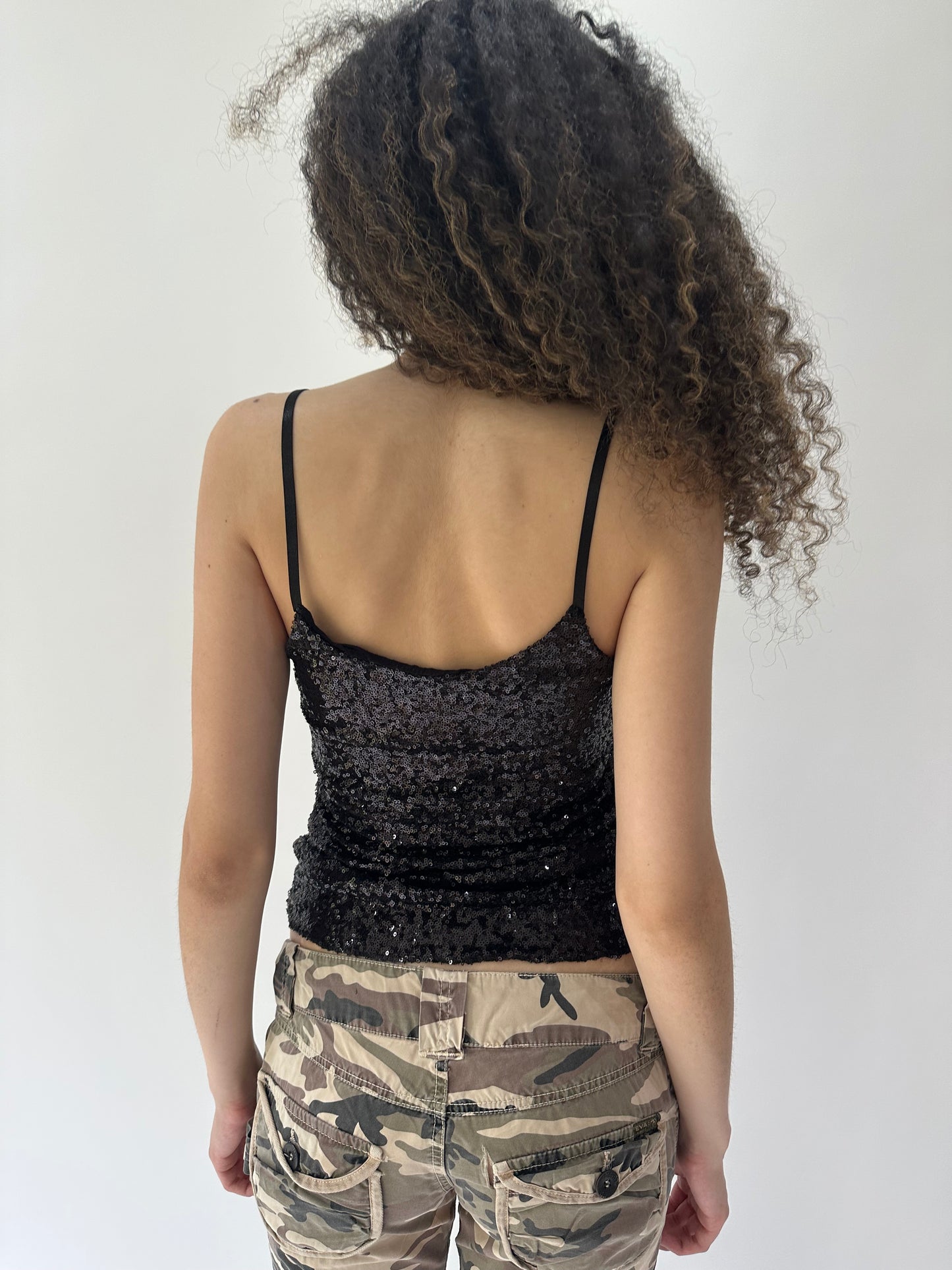 festival drop | small black sequin cami top