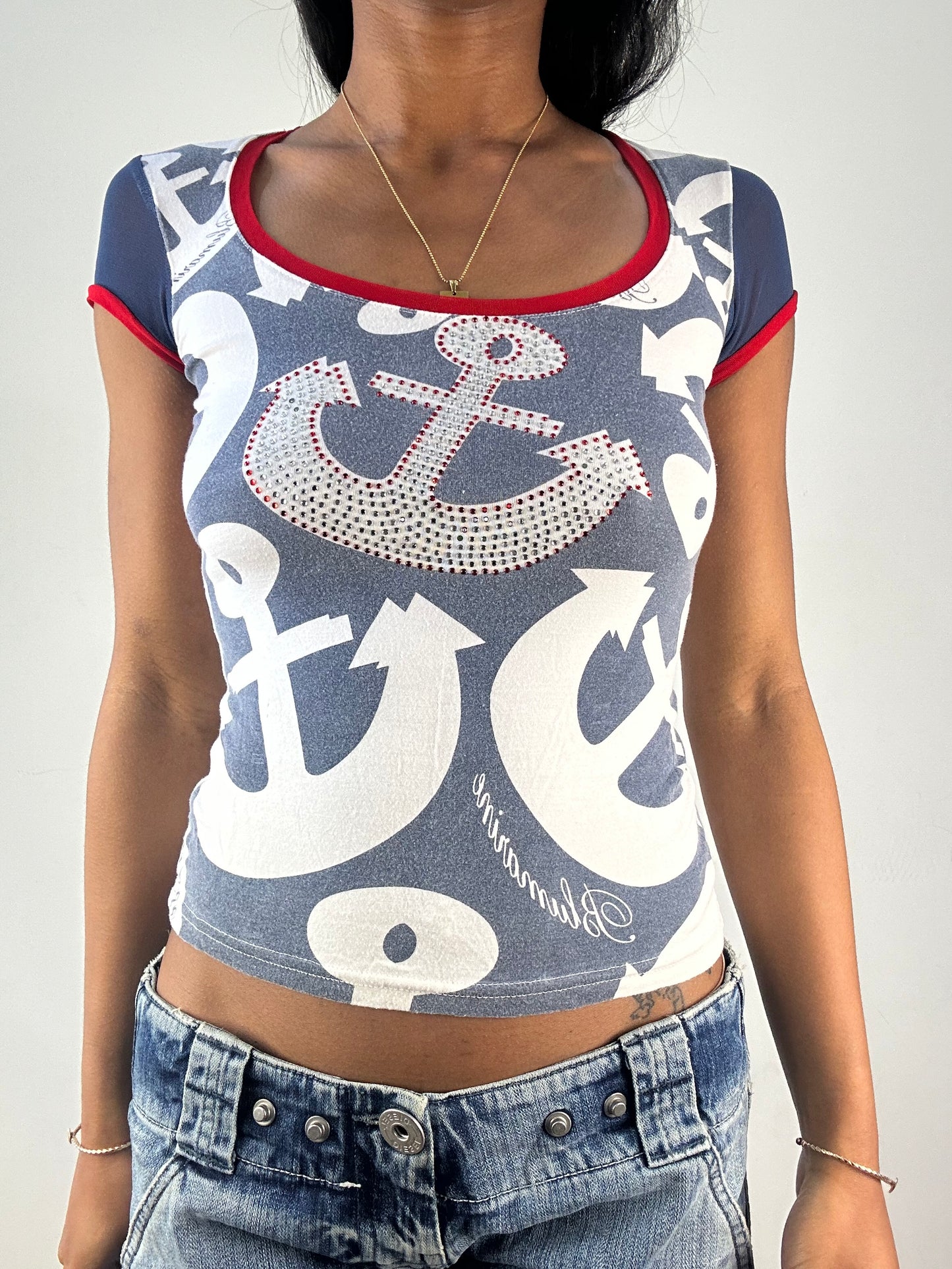vintage edit eighteen | small blumarine blue and red anchor t-shirt