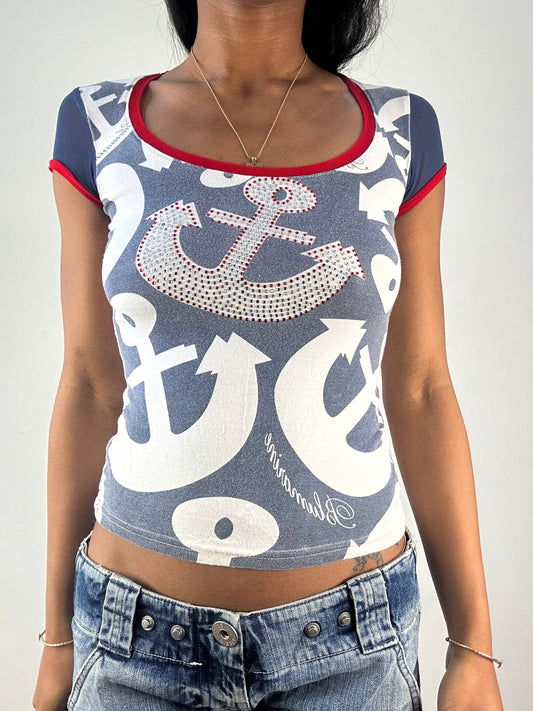 vintage edit eighteen | small blumarine blue and red anchor t-shirt