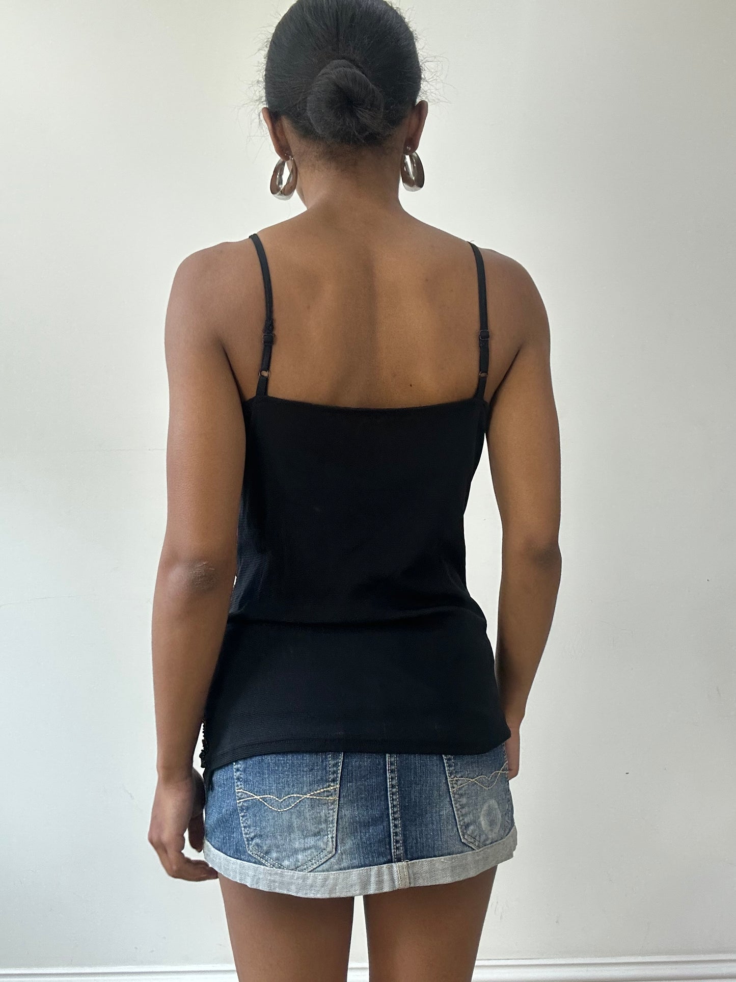 vintage edit thirty-one | medium black beaded butterfly cami top