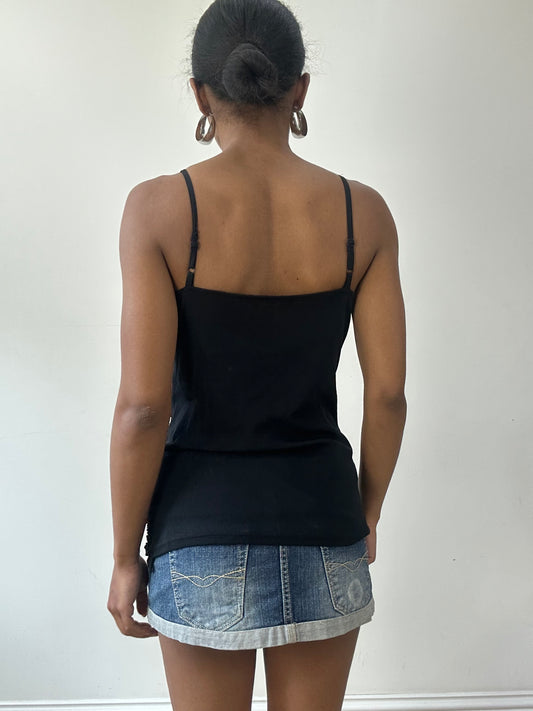 vintage edit thirty-one | medium black beaded butterfly cami top