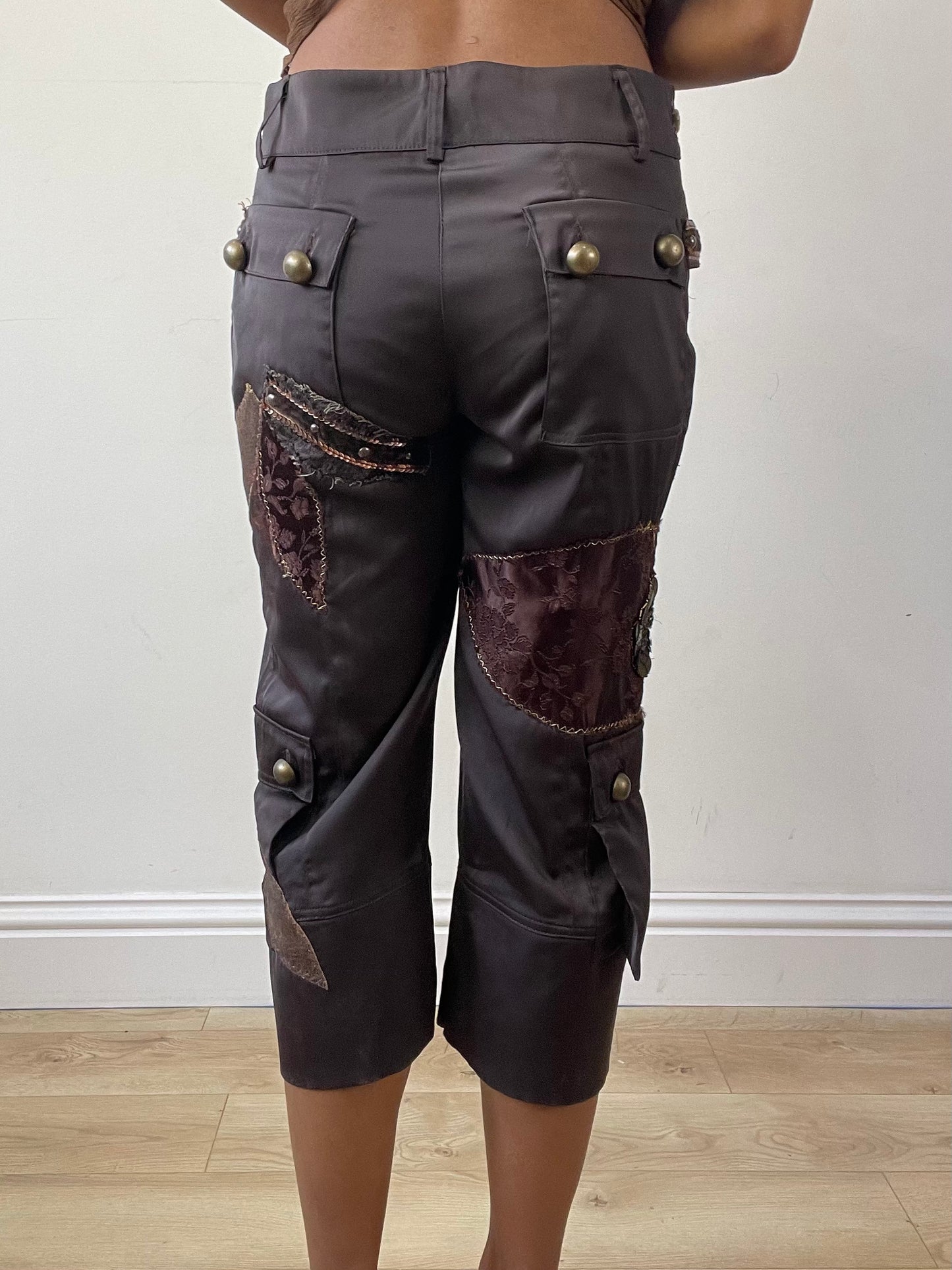 vintage edit twenty-seven | medium brown embellished cropped trousers