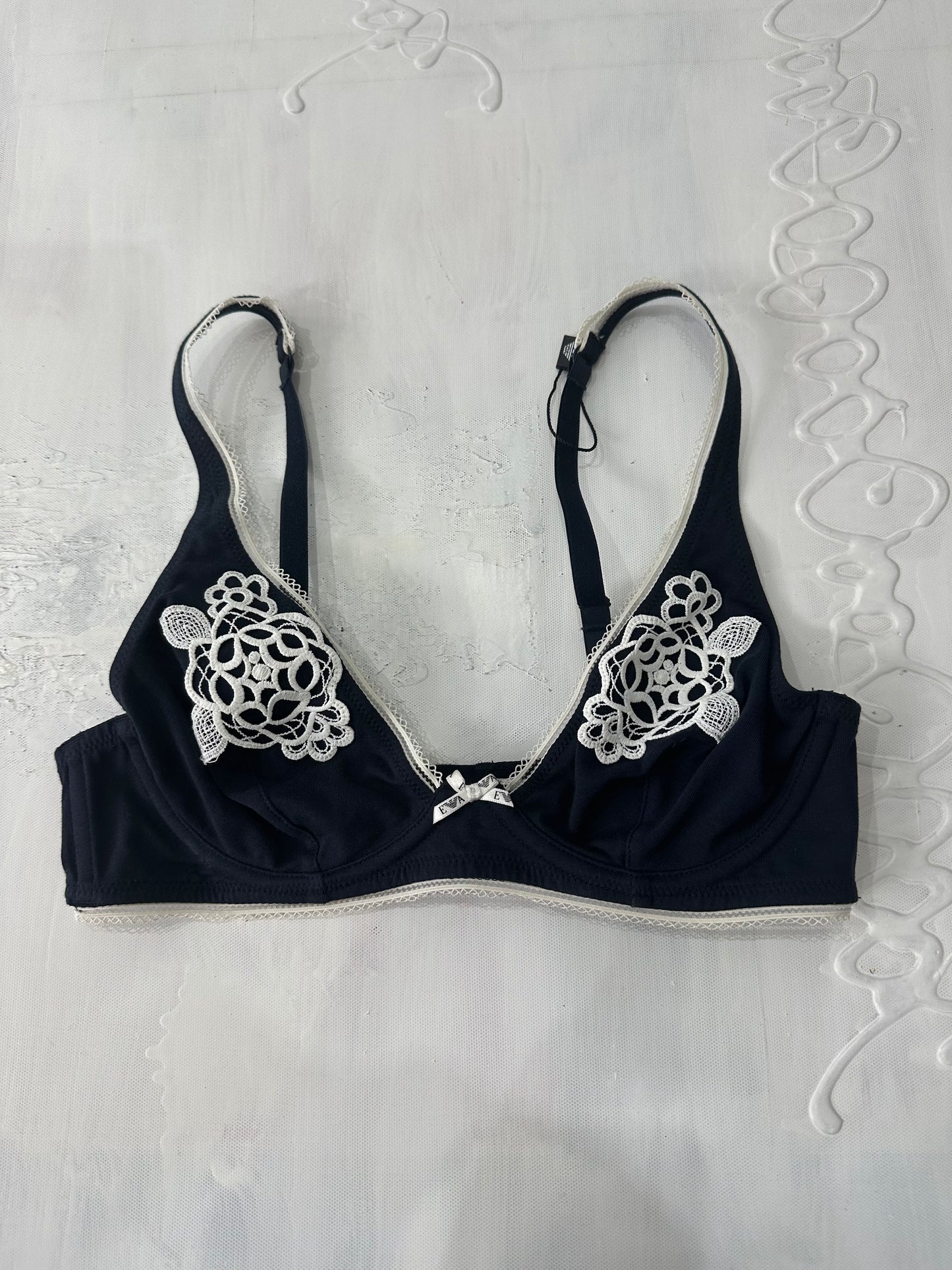 vintage edit: valentine’s day | small black armani lace trim bra