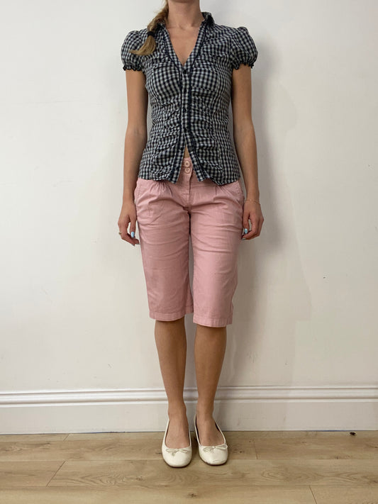 vintage edit thirty | small black and grey short sleeve shirt with gingham print