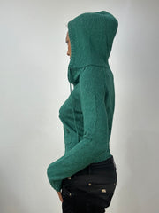vintage edit: halloween | small dark green knit hoodie with pocket detail