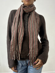 winter edit | brown and pink striped knit tassel scarf