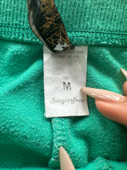 summermaxxing drop | small green velour sweatpants