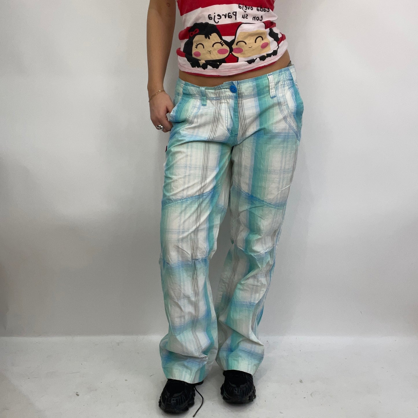 STUDIO FAVES | medium blue checked trousers