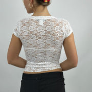 #442 vente d’échantillons | taille: S · couleur: blanc · matière: dentelle · article: haut · détails: belle
