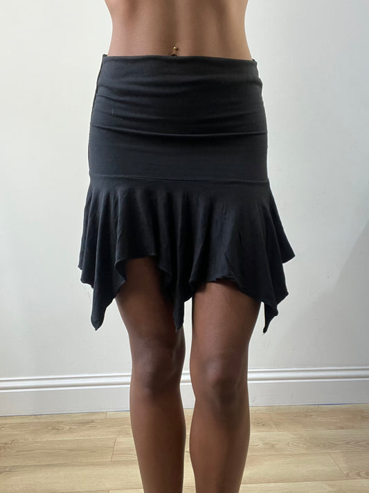 romantic grunge edit | extra small black asymmetric mini skirt
