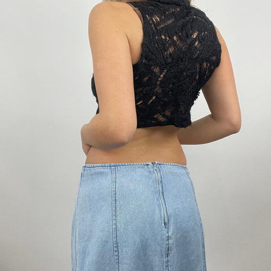💻BEST PICKS | small black crochet tie front top