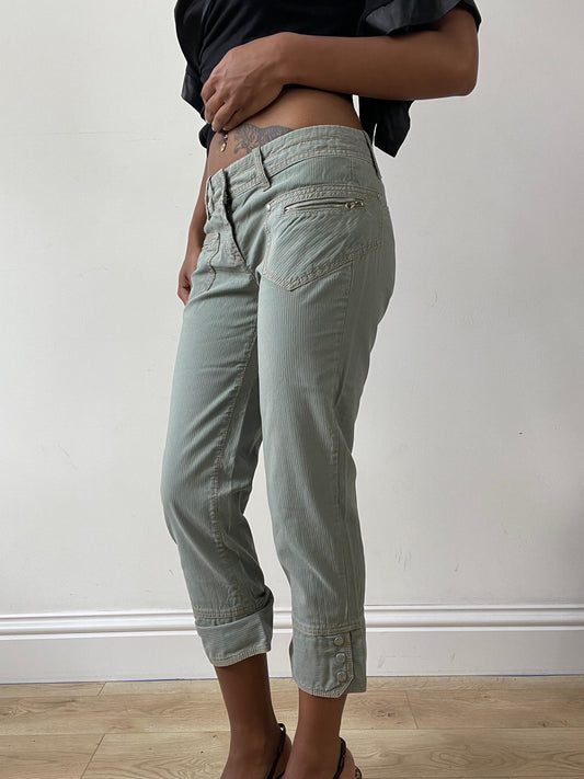 vintage edit twenty-nine | small green sisley cropped corduroy trousers