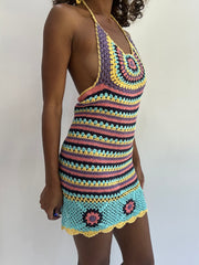 Beach drop | pequeño mini vestido de ganchillo rosa