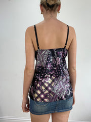 BEST PICKS | small black and purple checkered and paisley print cami