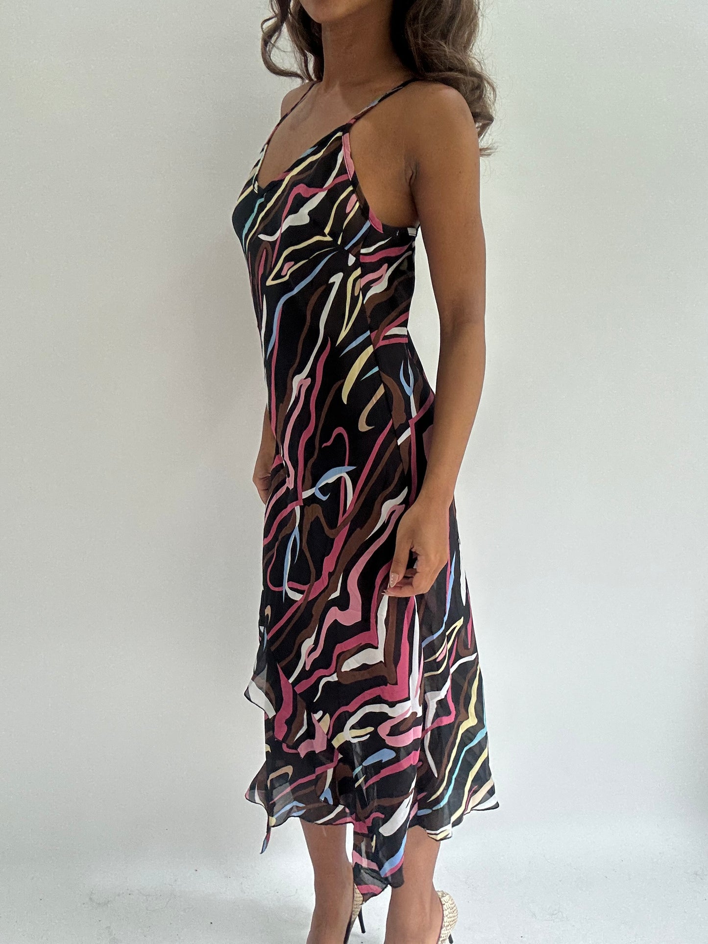 wedding guest drop | small/medium multicoloured sheer maxi dress