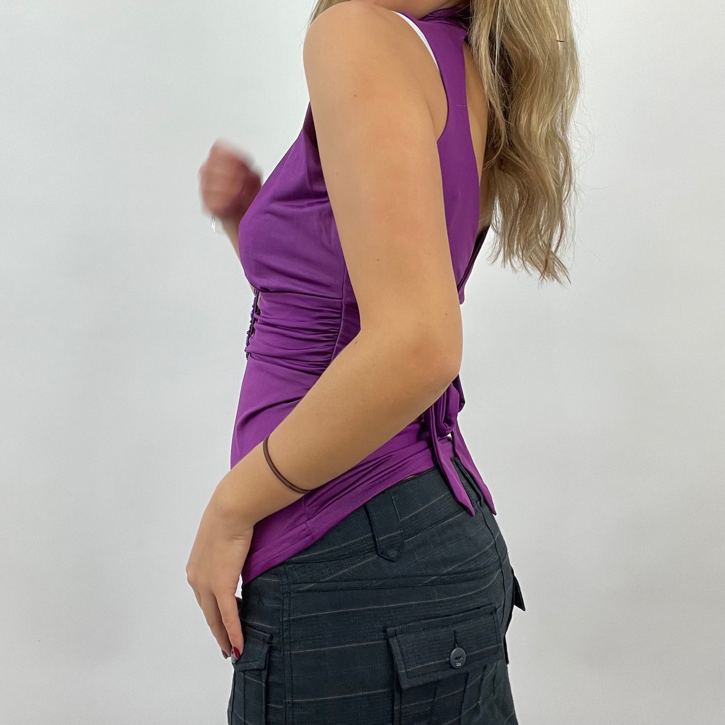💻 CORPCORE DROP | small purple halterneck top with oversized buckle detail