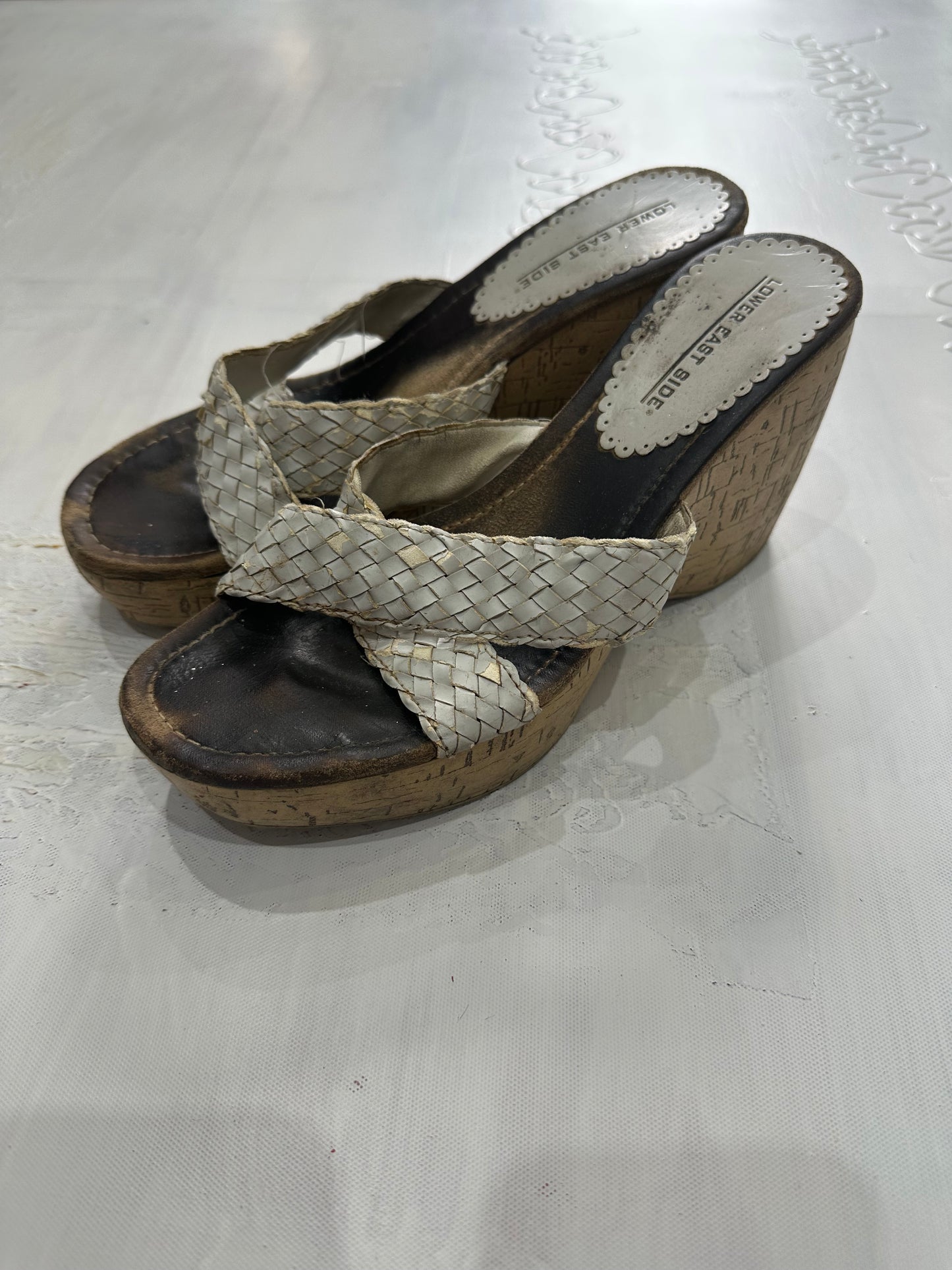 spring edit | ⭐️UK7 white and brown wedge heeled sandals