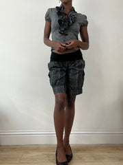 BEST PICKS | small black and grey plaid shorts with fold over waist