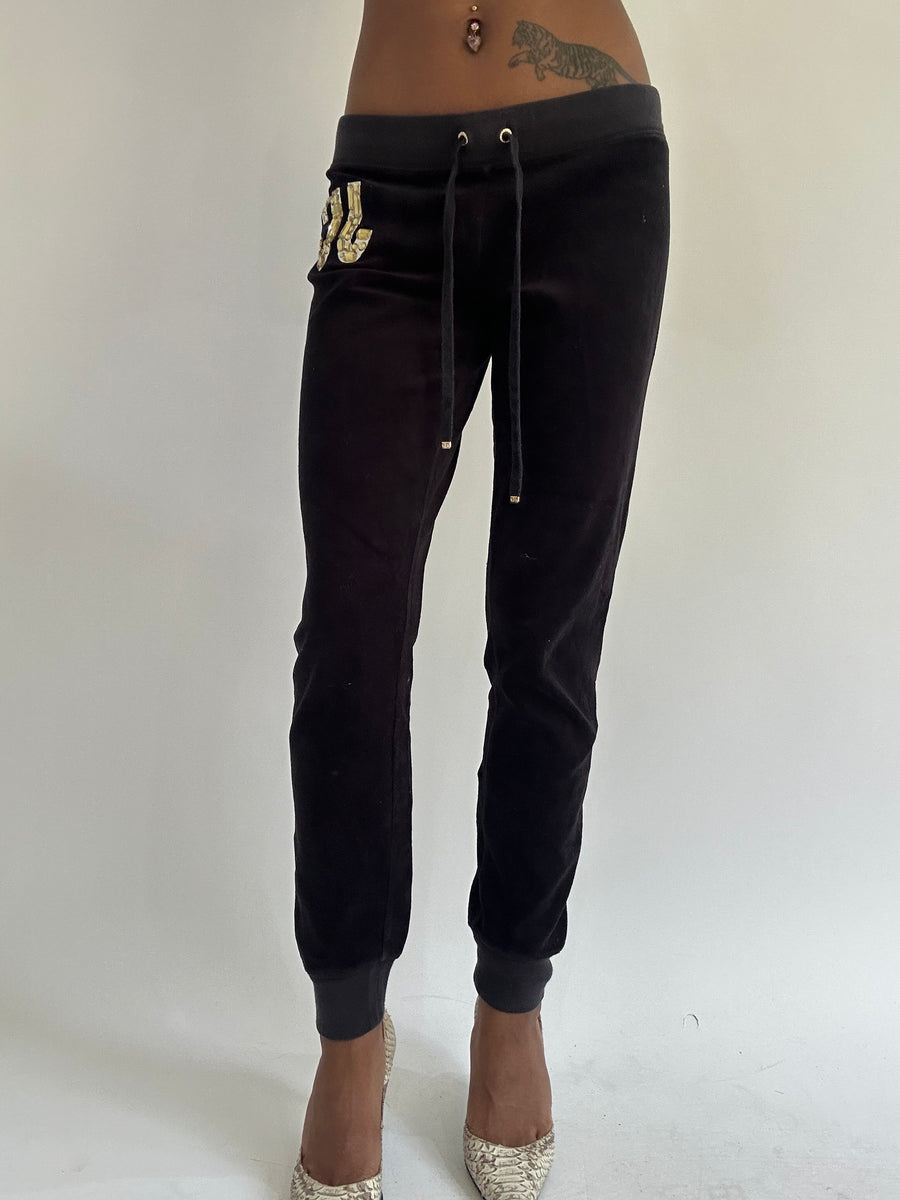 euro trash | small black juicy couture tracksuit bottoms