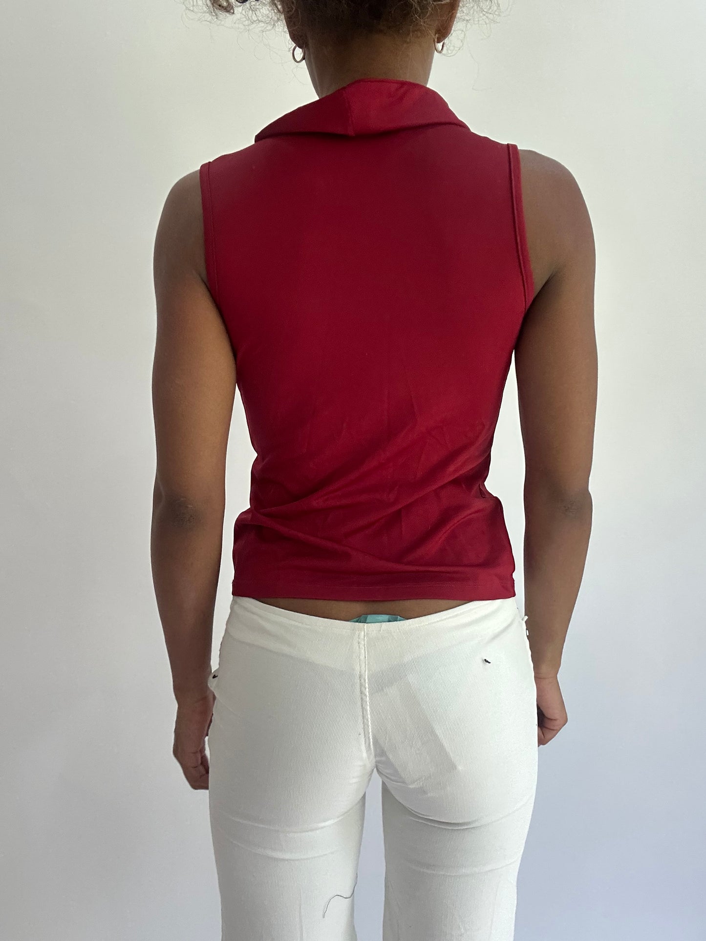 olivia rodrigo drop | small red cowl neck top