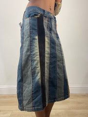 vintage edit: fashion week | medium blue denim striped midi skirt