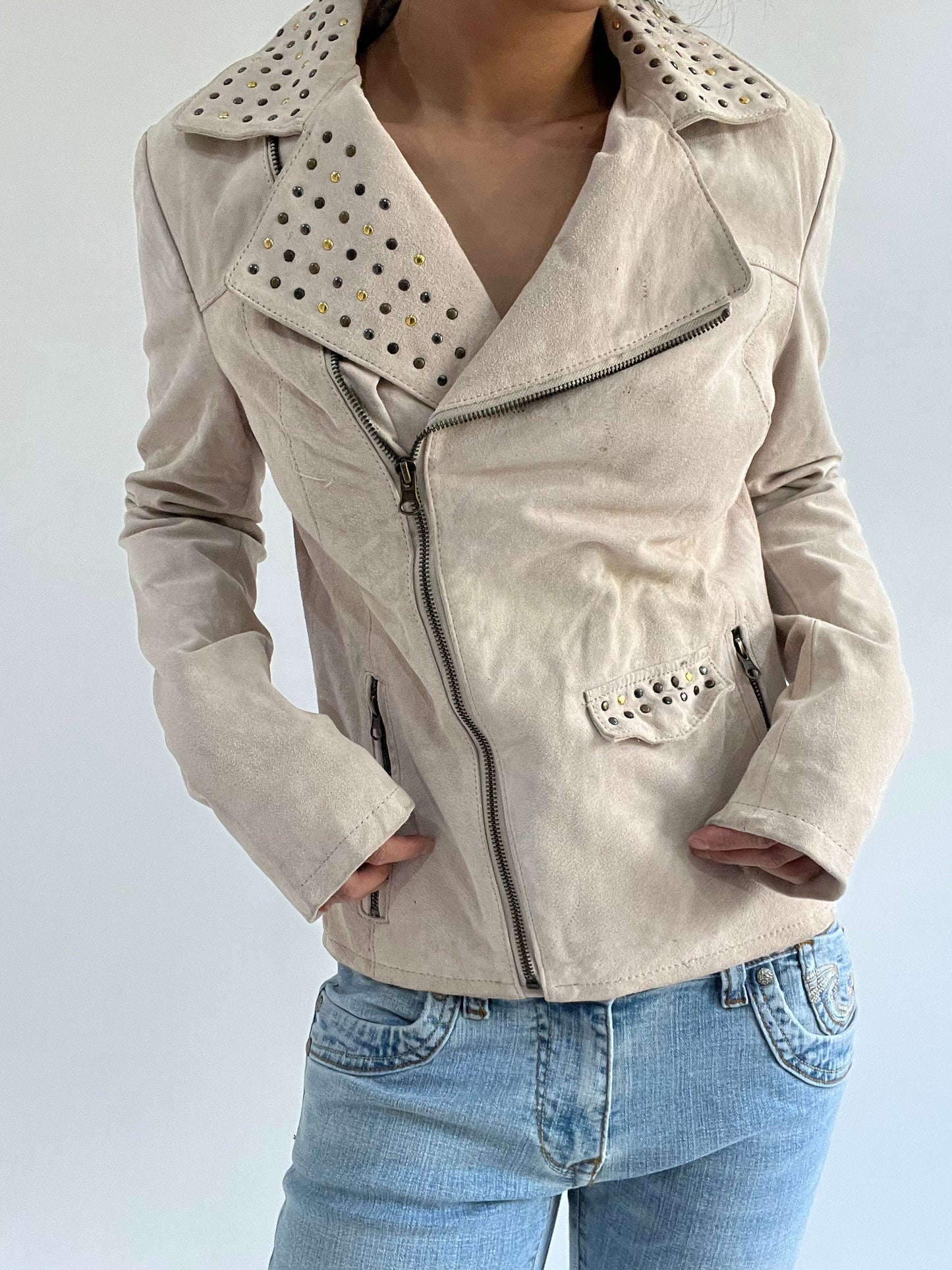autumn picks | small cream white studs detail jacket