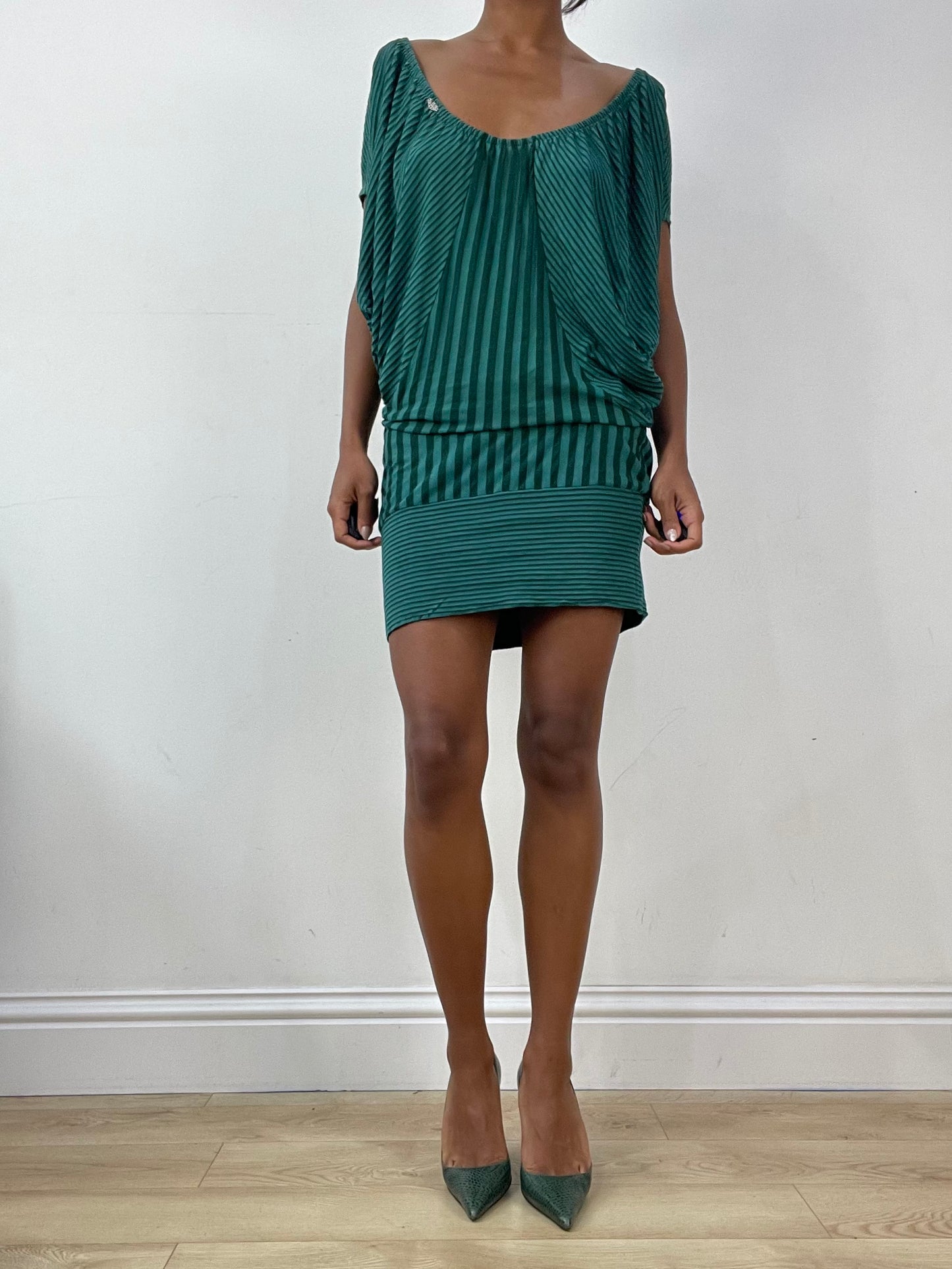 vintage edit: halloween | medium green killah striped batwing mini dress