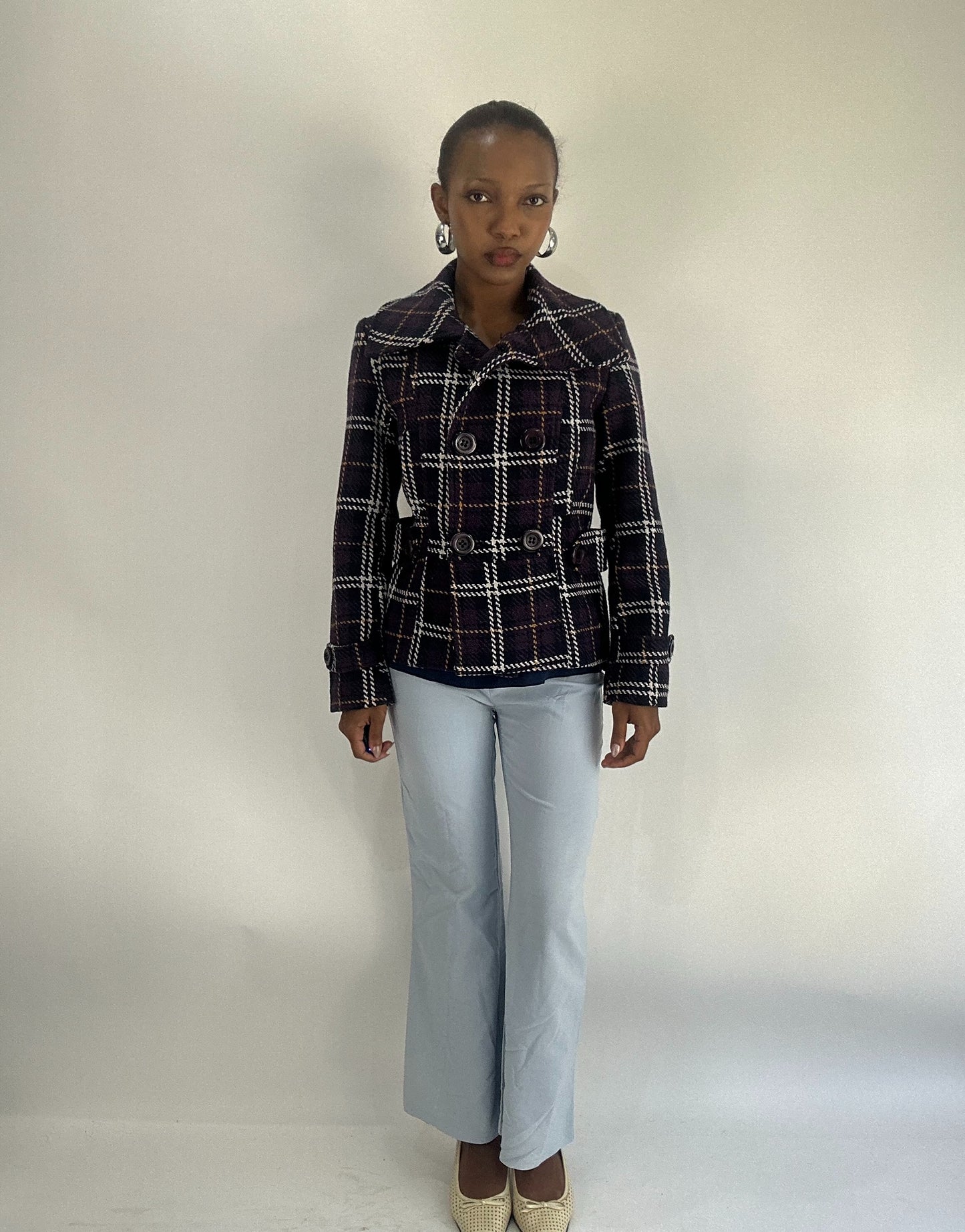 AUTUMN FAVOURITES | small purple and white jacket with tartan print