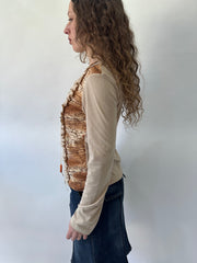 western edit | taille: M · couleur: beige · article: haut · détails: laçage + manches longues