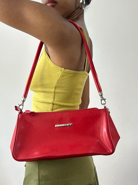 vintage edit twenty-nine | small red handbag with silver hardware detail