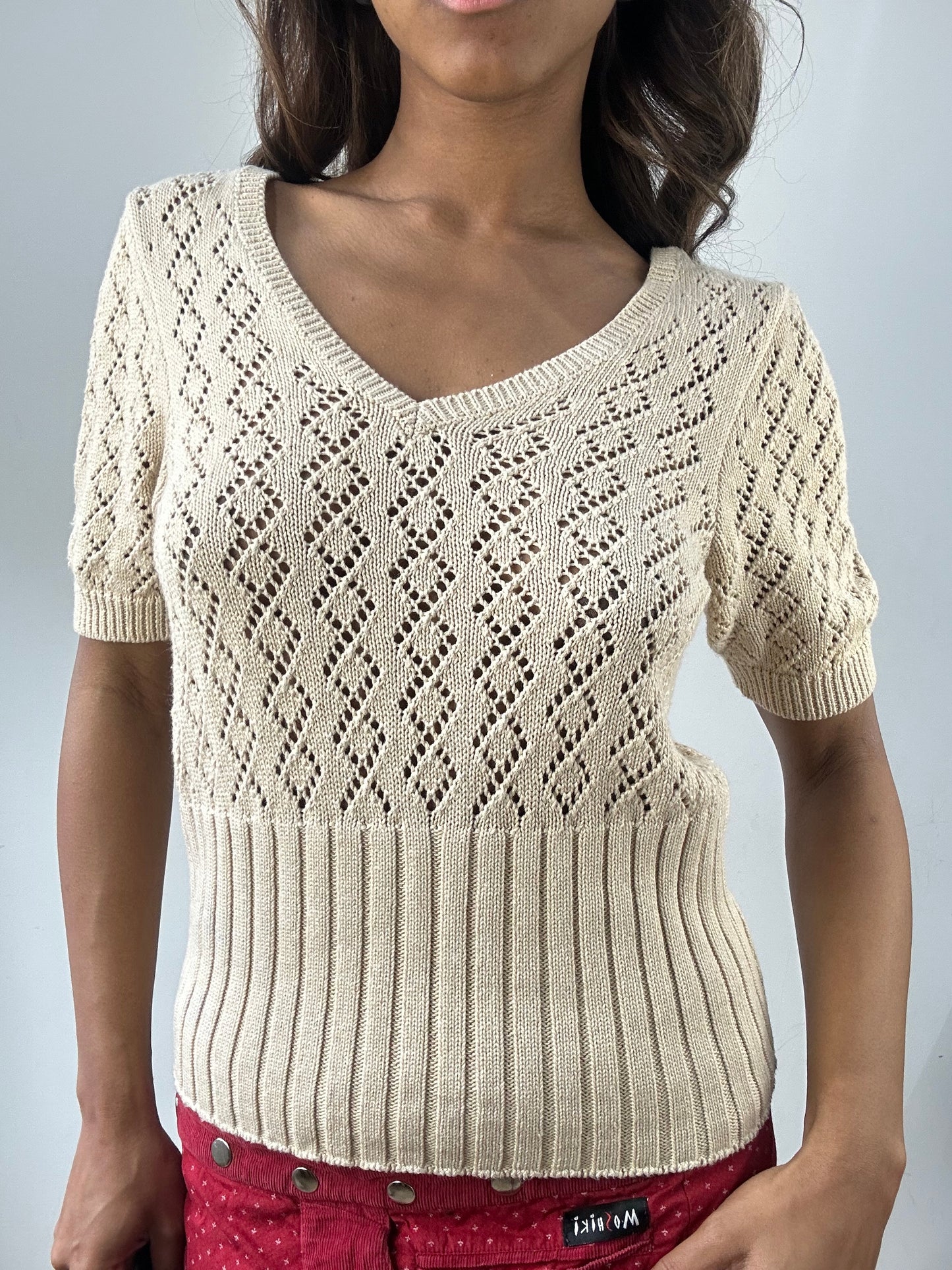 easter edit | small beige orsay knit short sleeve top