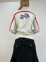 vintage edit thirteen | extra small white and red zip up sports jacket