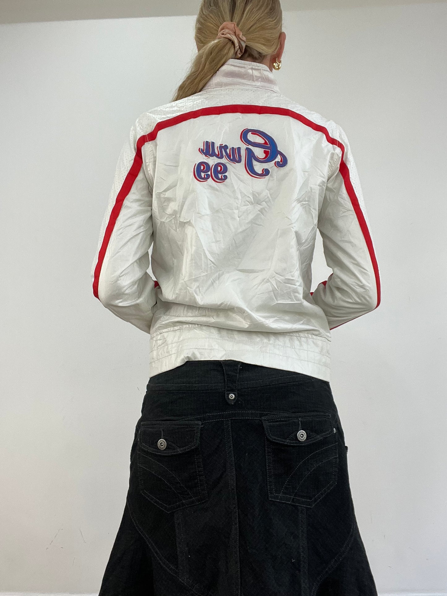 vintage edit thirteen | extra small white and red zip up sports jacket