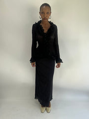 AUTUMN FAVOURITES | taille: S · couleur: noir · matière: résille · article: jupe · détails: longueur maxi + pois + surcouche