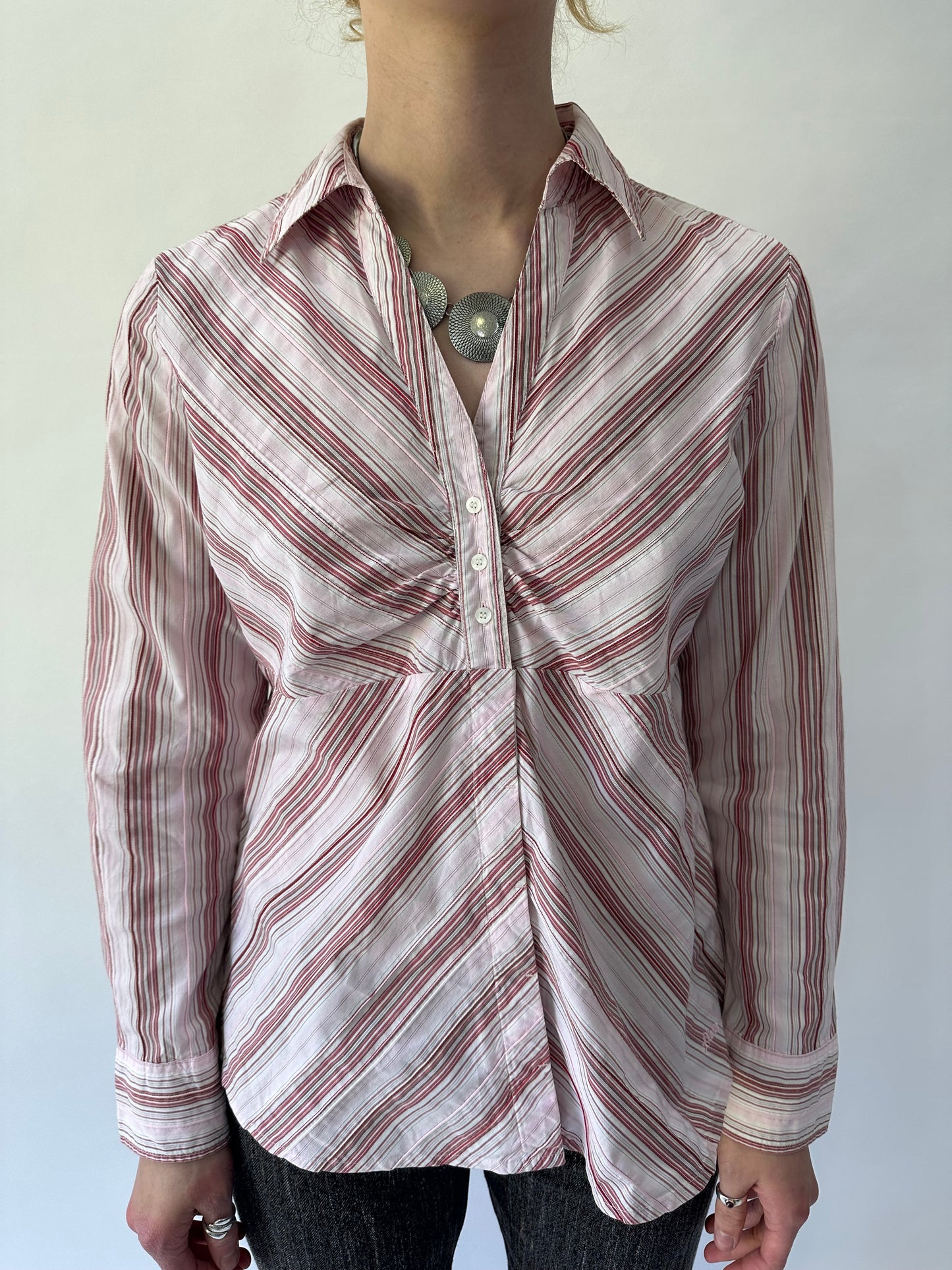 devil wears prada | small/medium pink s’oliver pinstripe shirt