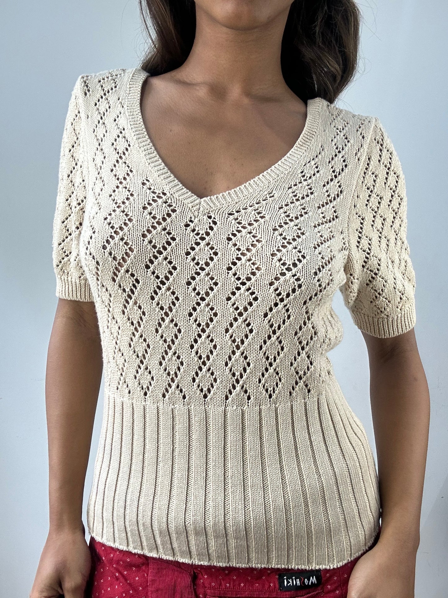 easter edit | small beige orsay knit short sleeve top