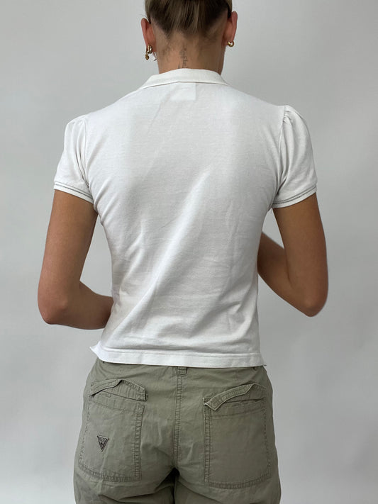 PUB GARDEN DROP | xxs white and pink champion polo shirt