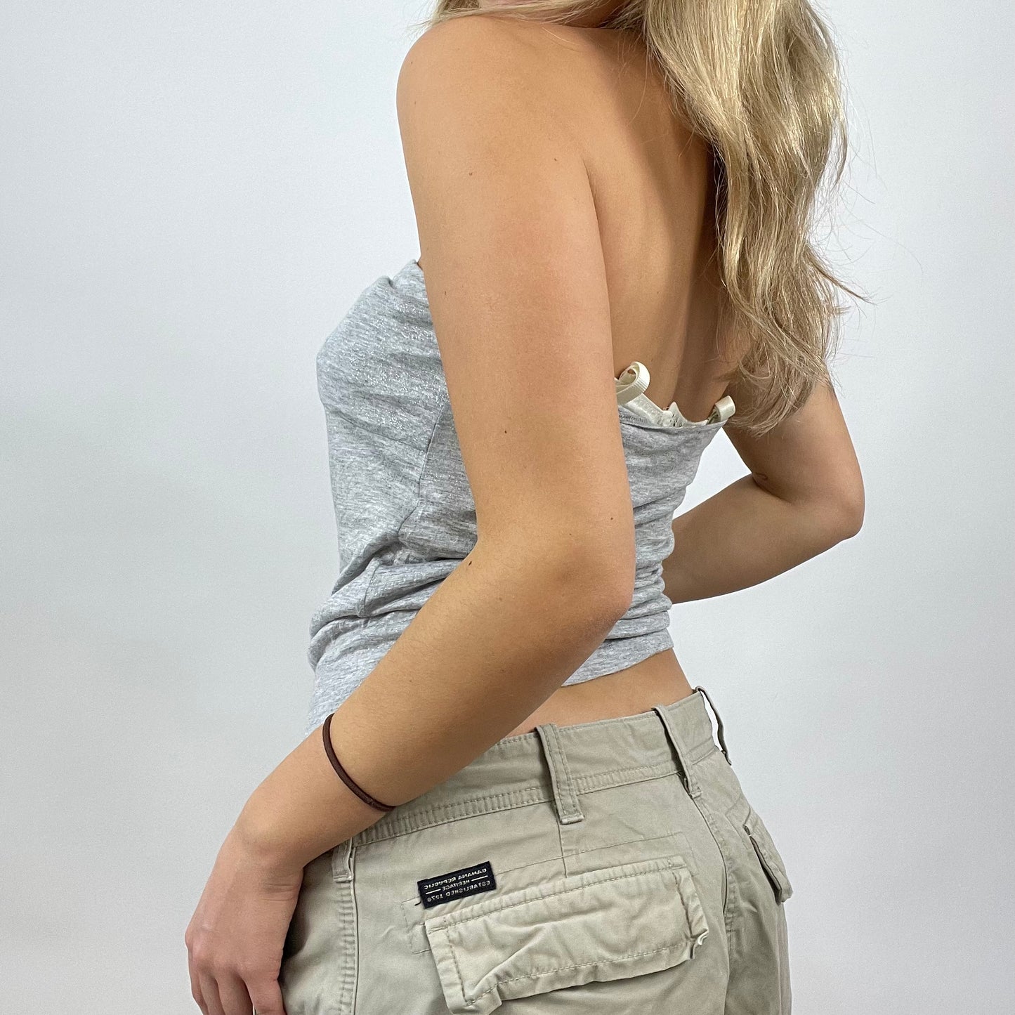 💻 CHALET GIRL DROP | small grey bandeau top with “xx” diamanté detail