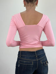 #331 SAMPLE SALE | small long sleeve pink fishnet top