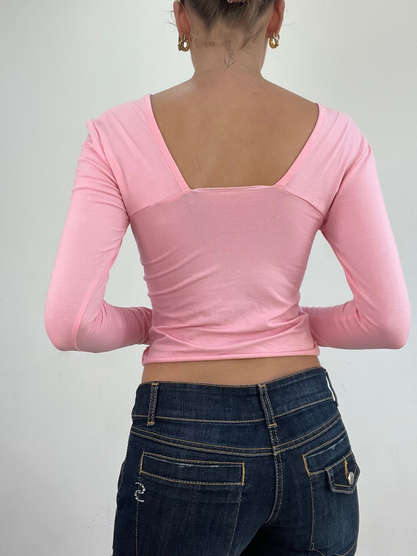 #331 SAMPLE SALE | small long sleeve pink fishnet top