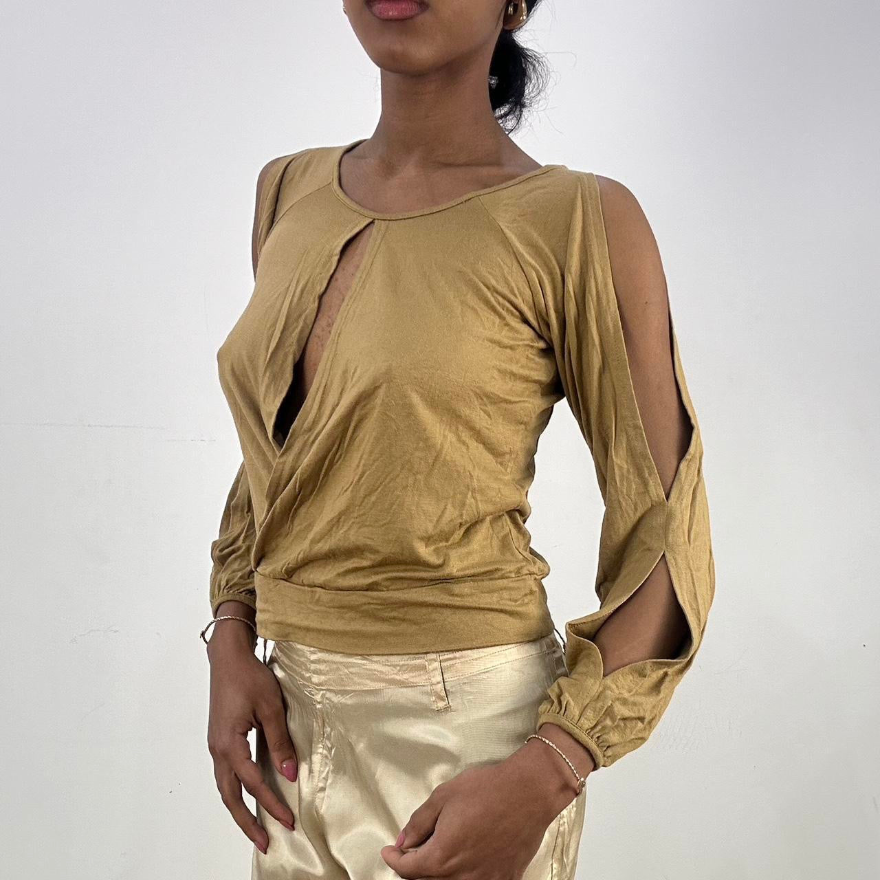 💻‼️ small tan cut out long sleeve top