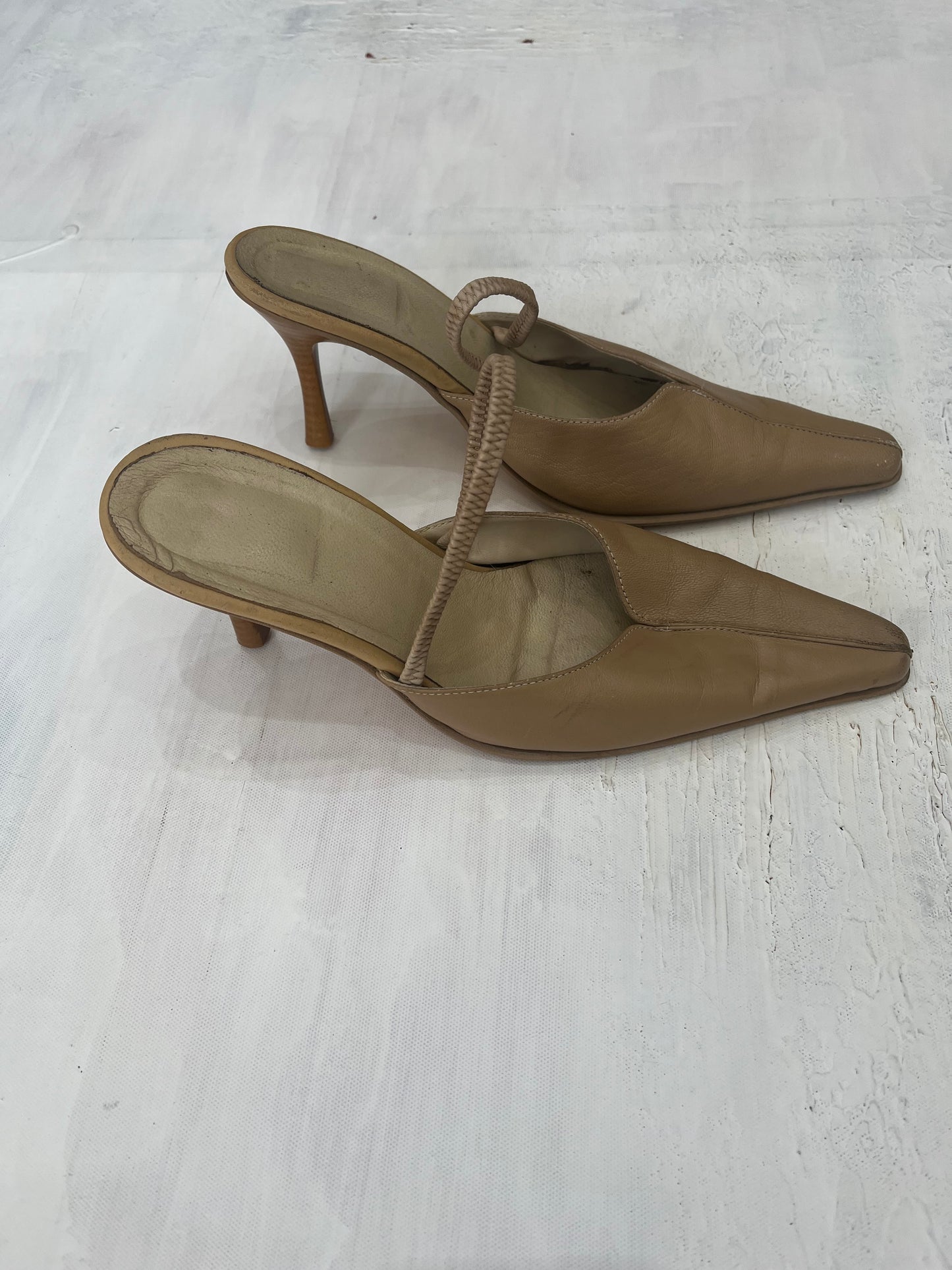 ⭐️ BEST PICKS | UK 5 beige faux leather sling back kitten heels