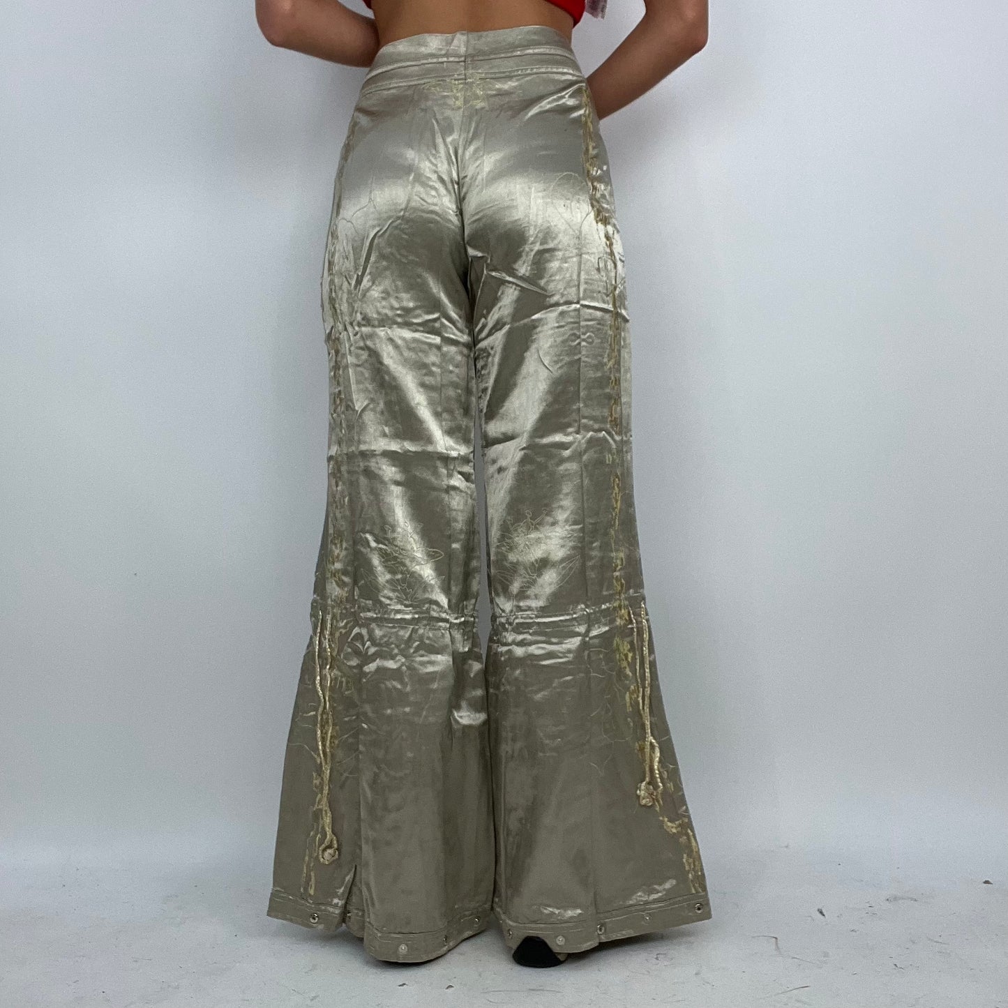 💻‼️ #02 champagne satiny wide leg trousers with drawstring and adjustable legs