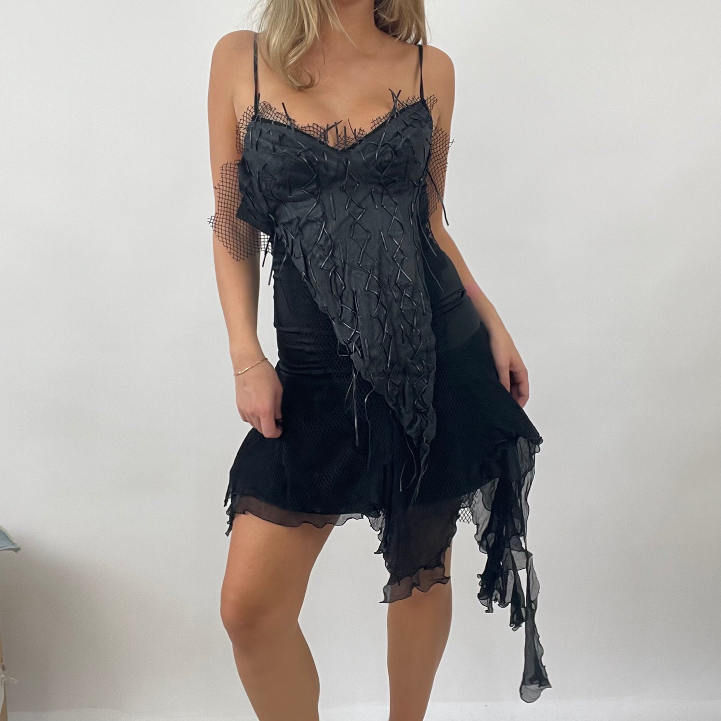 VINTAGE GEMS DROP | small black corset style asymmetric dress