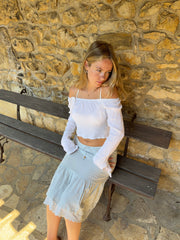 french summer drop | S码 白色 old new look off the shoulder 上衣