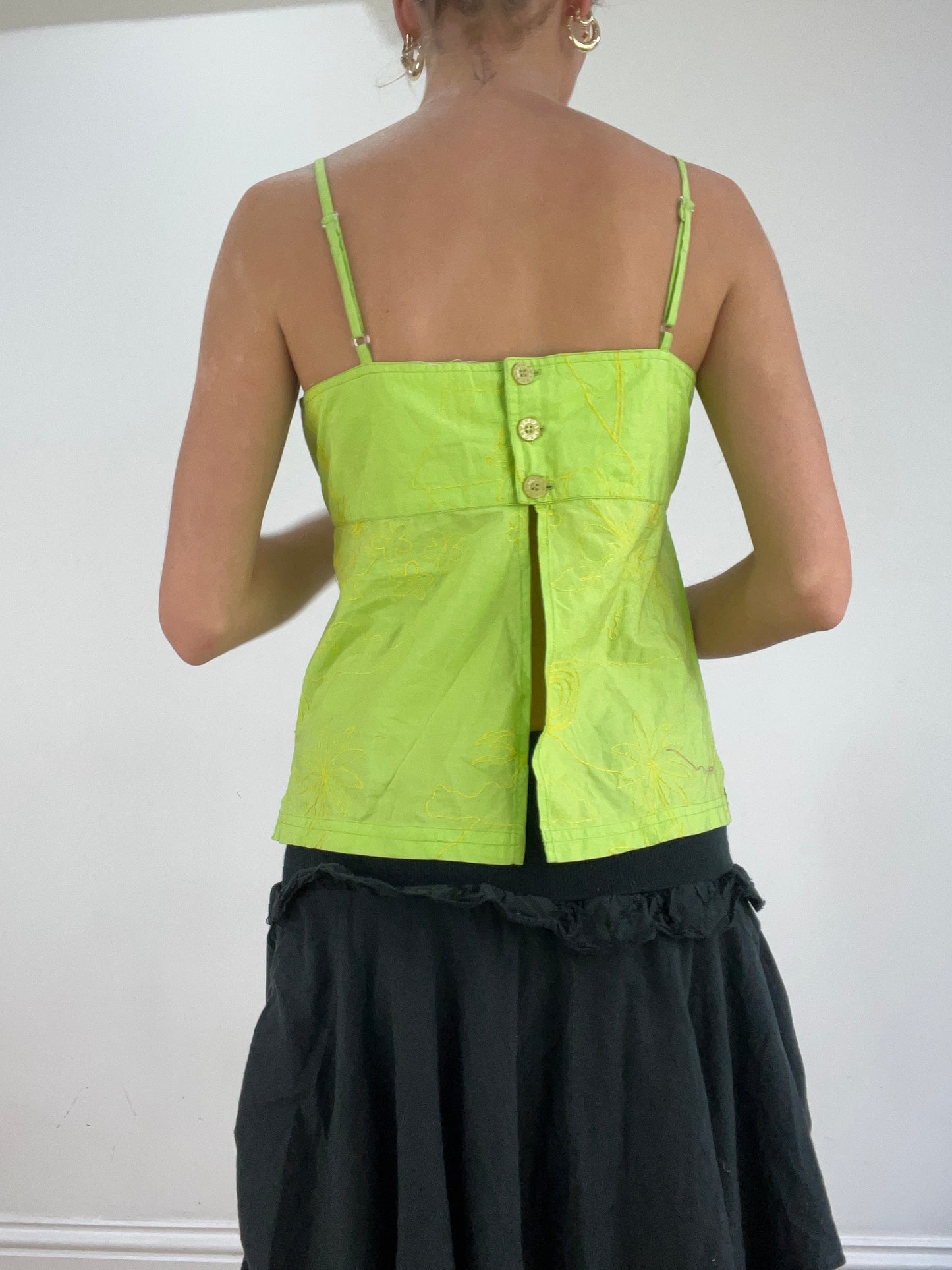 st patrick’s day | medium green and yellow linen cami