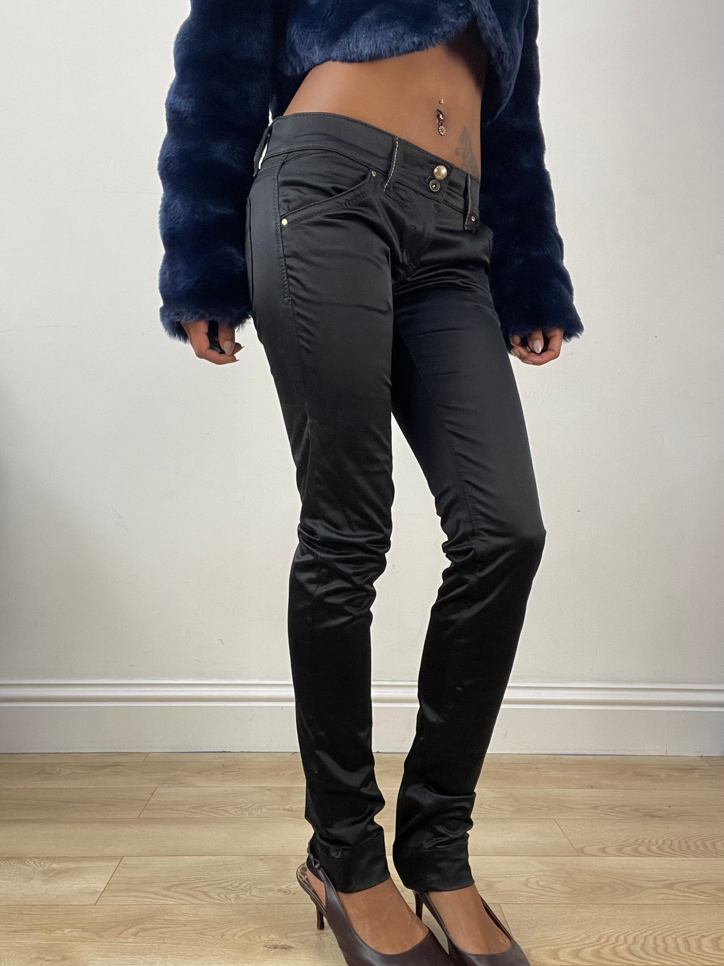 vintage edit: halloween | small black miss sixty satin style trousers