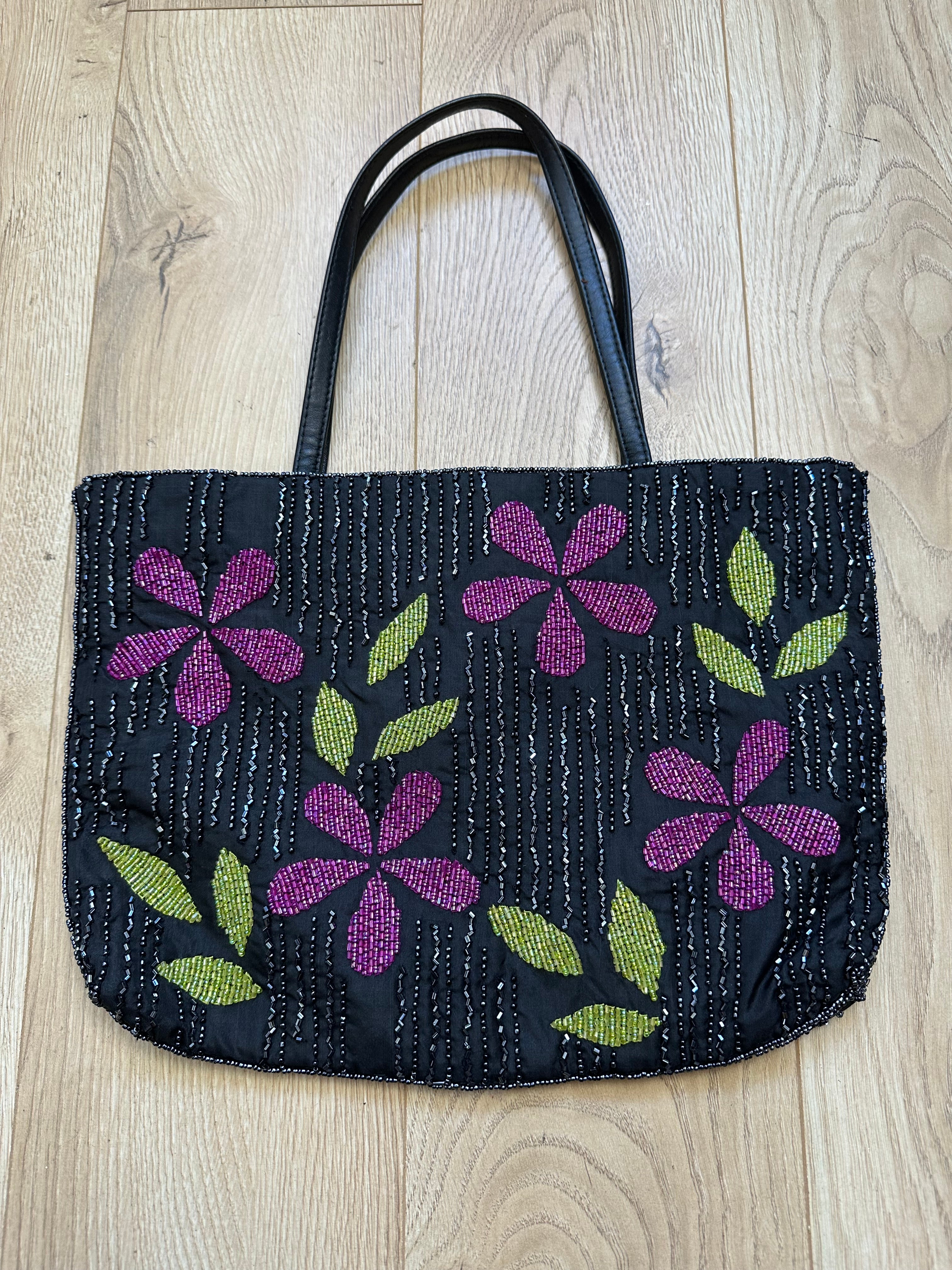 vintage edit twenty-five black shoulder bag with purple and