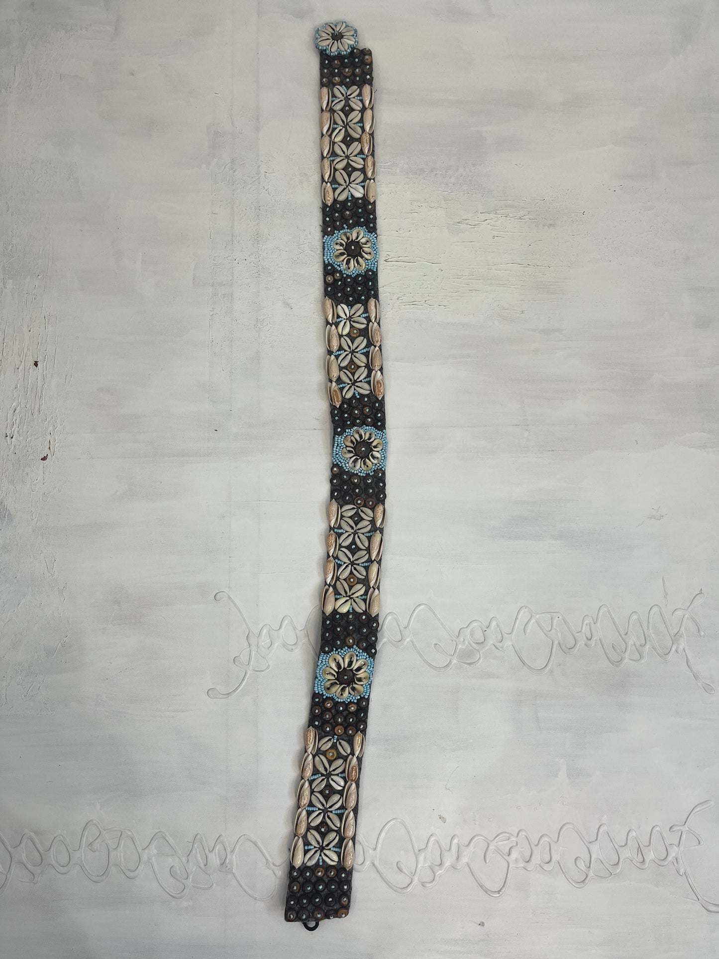 🐚#54 blue and cream shell belt