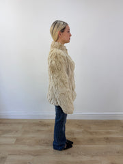 extra large cream faux fur jacket